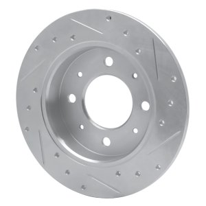 Kia Spectra5 Brake Rotor (1) - Rear Left - R1 Concepts - Drilled & Slotted - Silver - `04-`09